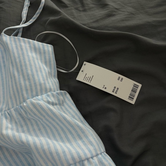 Urban Outfitters Pinstripe Open Back Babydoll Dress - Picture 3 of 4